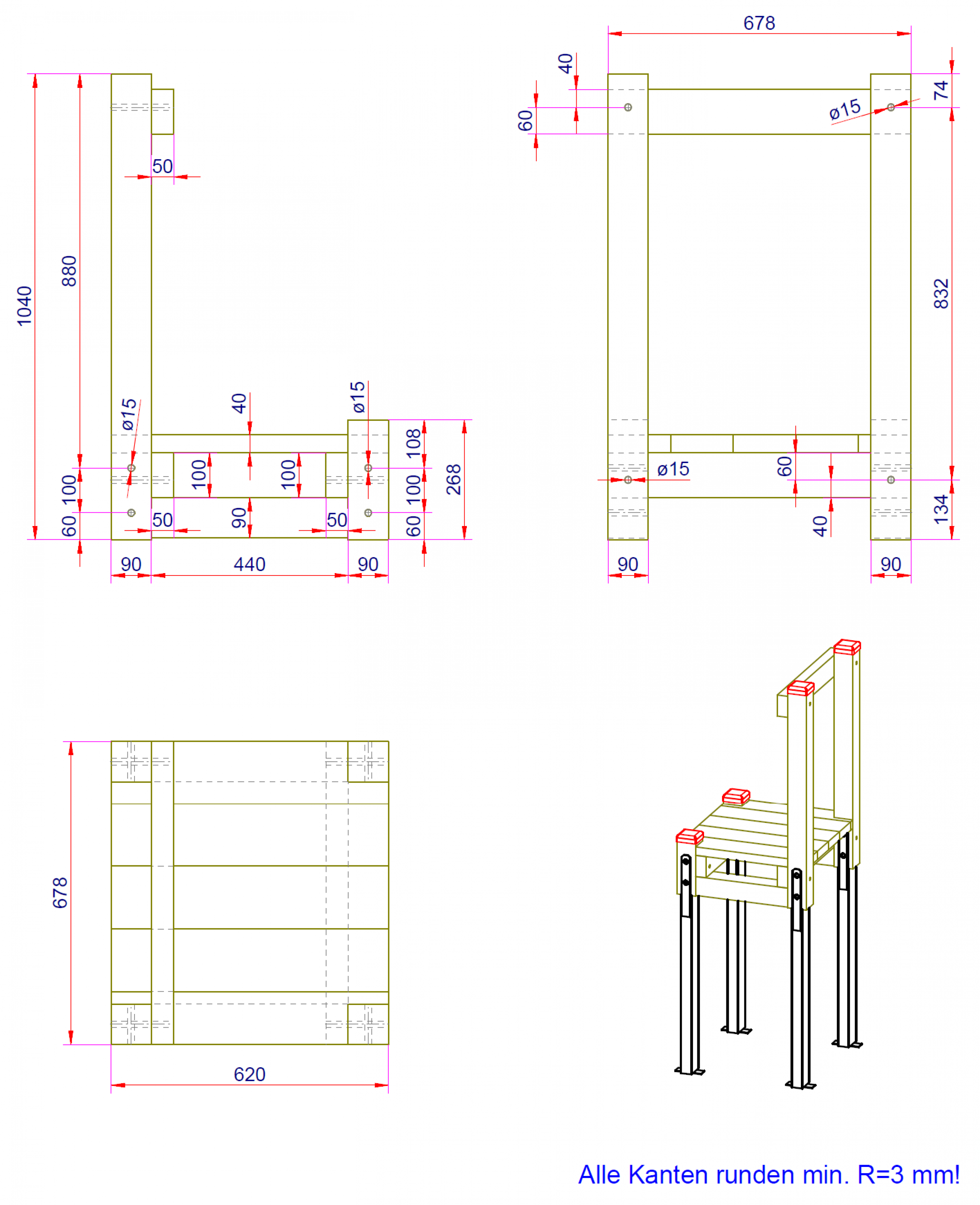 Holzpodest für Hangrutschen