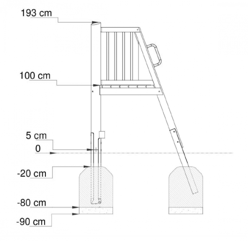 Holzturm mit Leiter für Anbaurutschen