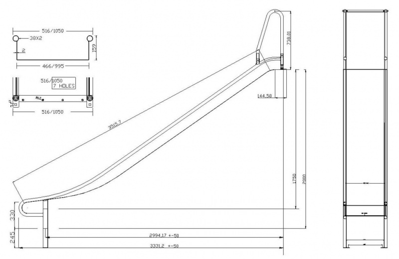 Edelstahlrutsche mit schwebendem Auslauf