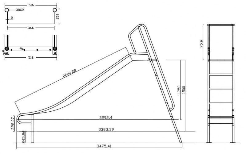 Gartenrutsche mit Leiter aus Edelstahl