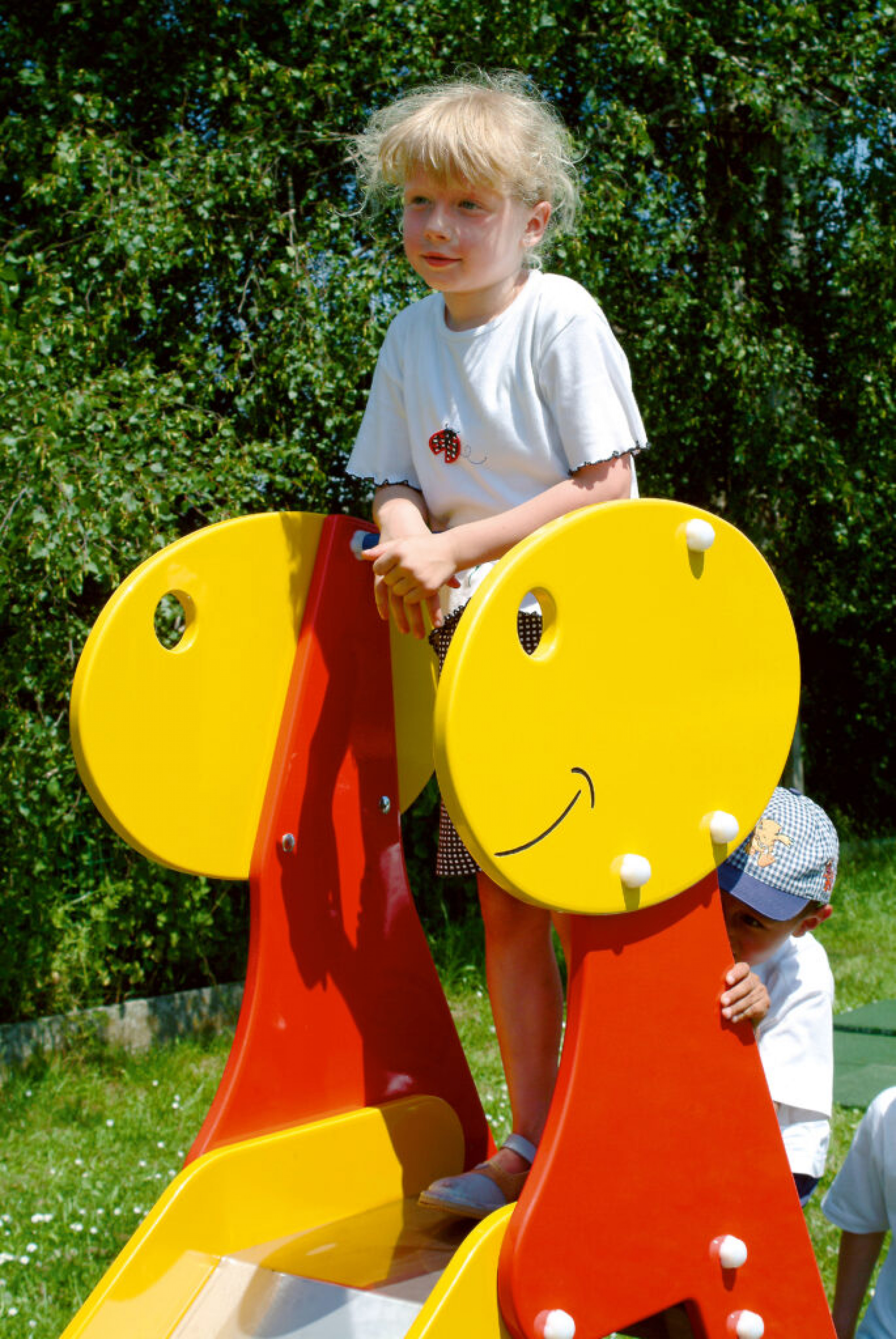 Dino-Rutsche aus HDPE mit Edelstahlbelag