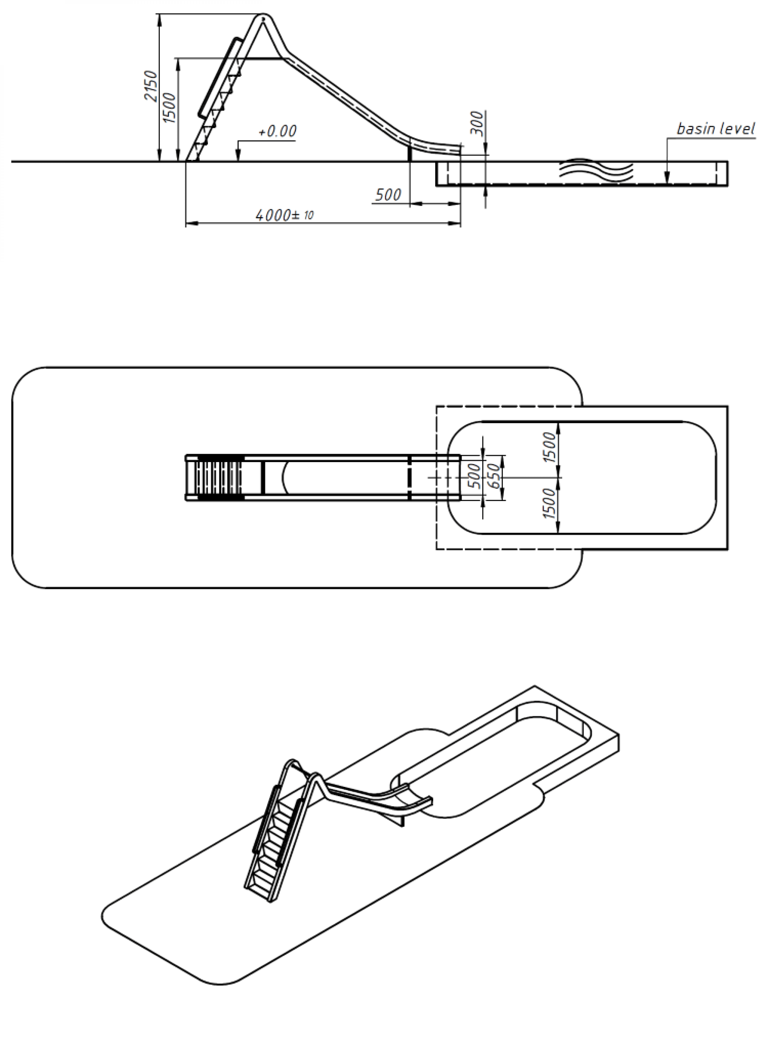 Wasserutsche 150 cm (TÜV-geprüft), für Schwimmbad und Privat