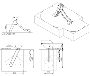Dino-Rutsche aus HDPE mit Edelstahlbelag